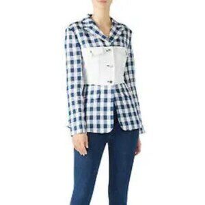 SJYP Paneled Check Linen Shacket